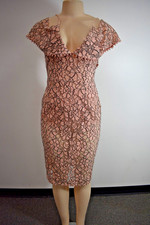 Nicolas Peach Lace Floral Women's Cocktail dress Size 4 on Sale fs