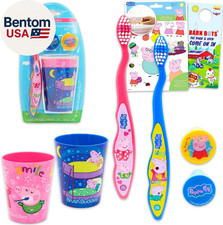 Toothbrush and Cup Travel Kit for Kids - Bundle with 2 Toothbrushes, 2 Rinsing C