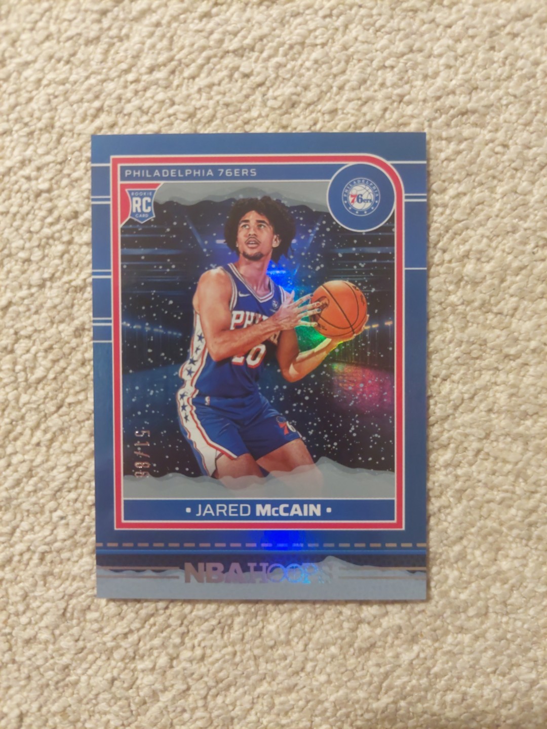 Jared McCain - 2024-25 Panini Hoops #246 RC Blue Winter Holo Rookie Foil /88