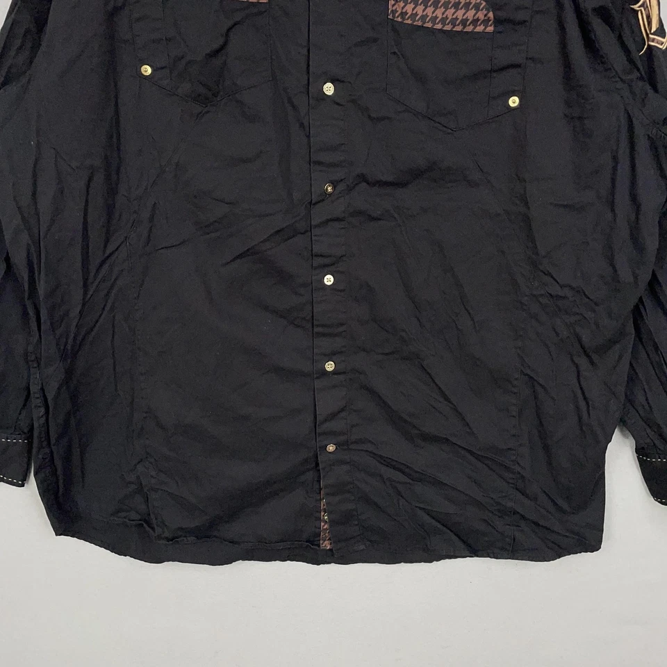 Coogi Shirt Mens 4XL Black Australia Embroidered Button Up Long Sleeve Military - Image 3 of 4