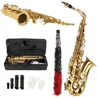 Glarry Super Sound Paint Gold Eb Alto Saxophone Sax w/Case Musical Instruments