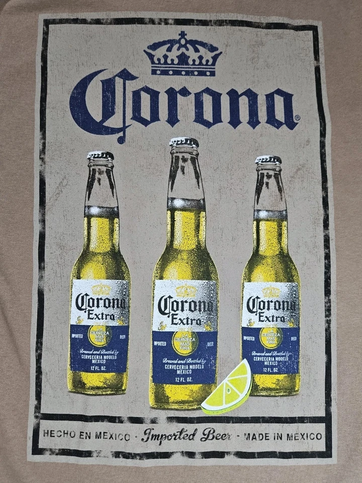 Футболка мужская маленькая желтовато-коричневая коричневая повседневная мексиканская Cerveza пиво графическая футболка - Изображение 3 из 4