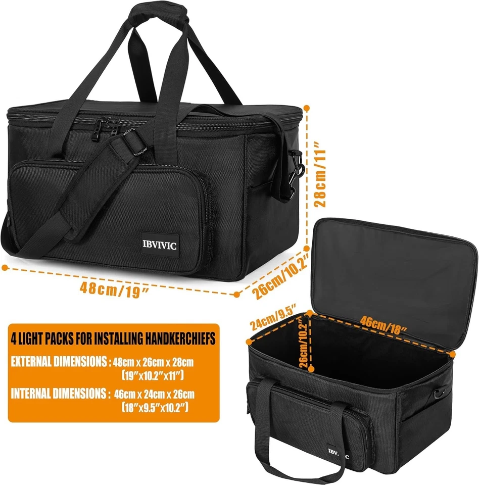 Lighting Equipment Bag 4 Par Light Case Storage Travel Padded Nylon - Image 4 of 4