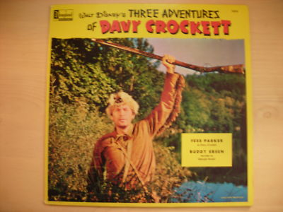 Disney's THREE ADVENTURES OF DAVY CROCKETT LP 60s