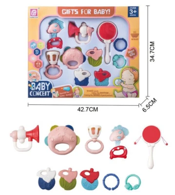 DENWUD STAR Baby Rattles & Teethers Gift Set, 10 Pcs Fine and Sensory development toys