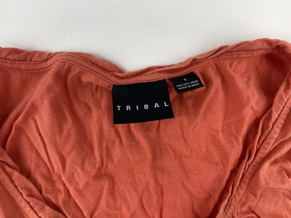Camisa Tribal Adulto Pequeña Naranja Volantes Cuello Redondo Blusa Sin Mangas Para Mujer Foto 2 de 4