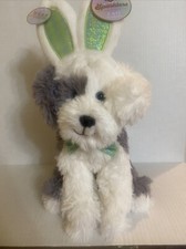 FAO Schwarz Plush 12" Sheepdog Puppy Dog Stuffed Animal with Easter Bunny Ears