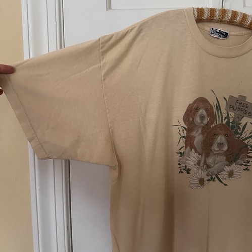 Worn Vtg 80s Pet Rescue Puppy Dog Art Tee T Shirt Extra Soft Plus Size 2XL 3XL - Picture 3 of 6