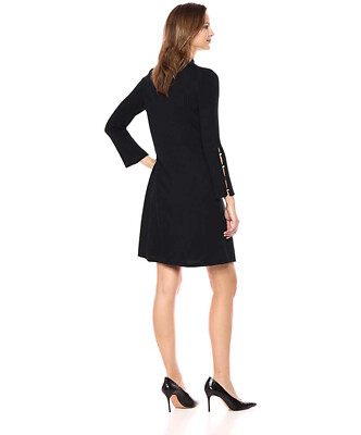 Nine West Women's 3/4 Flare Sleeve Rib Knit A-Line Sweater Dress Black Size  XL | eBay