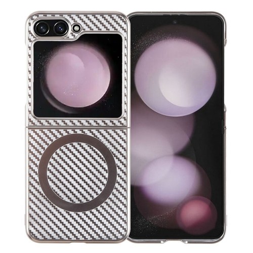 For Samsung Galaxy Z Flip6 6D Plated Carbon Fiber Clear Magsafe PC Phone Case - Photo 2 sur 2