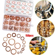 150Pcs Copper Washers Diesel Injector Washers Seal Assortment Set New
