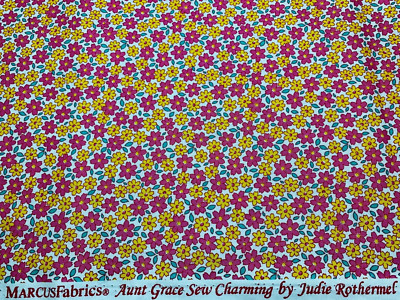 Aunt Grace SEW CHARMING Pink Yellow Judie Rothermel Cotton Fabric Marcus OOP FQ