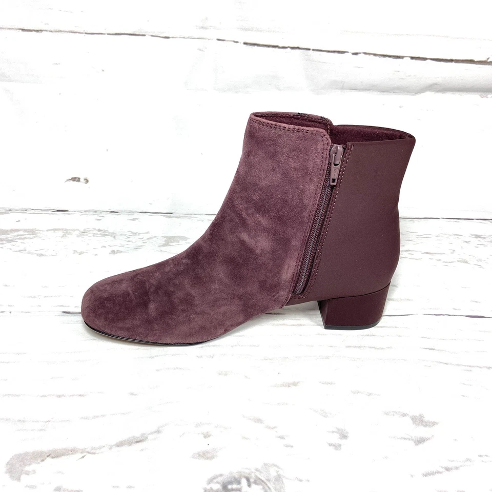 Botas Clarks Para Mujer Talla 8.5 M Borgoña Tobillo Gamuza/Tela Tacón Bloque Foto 4 de 4