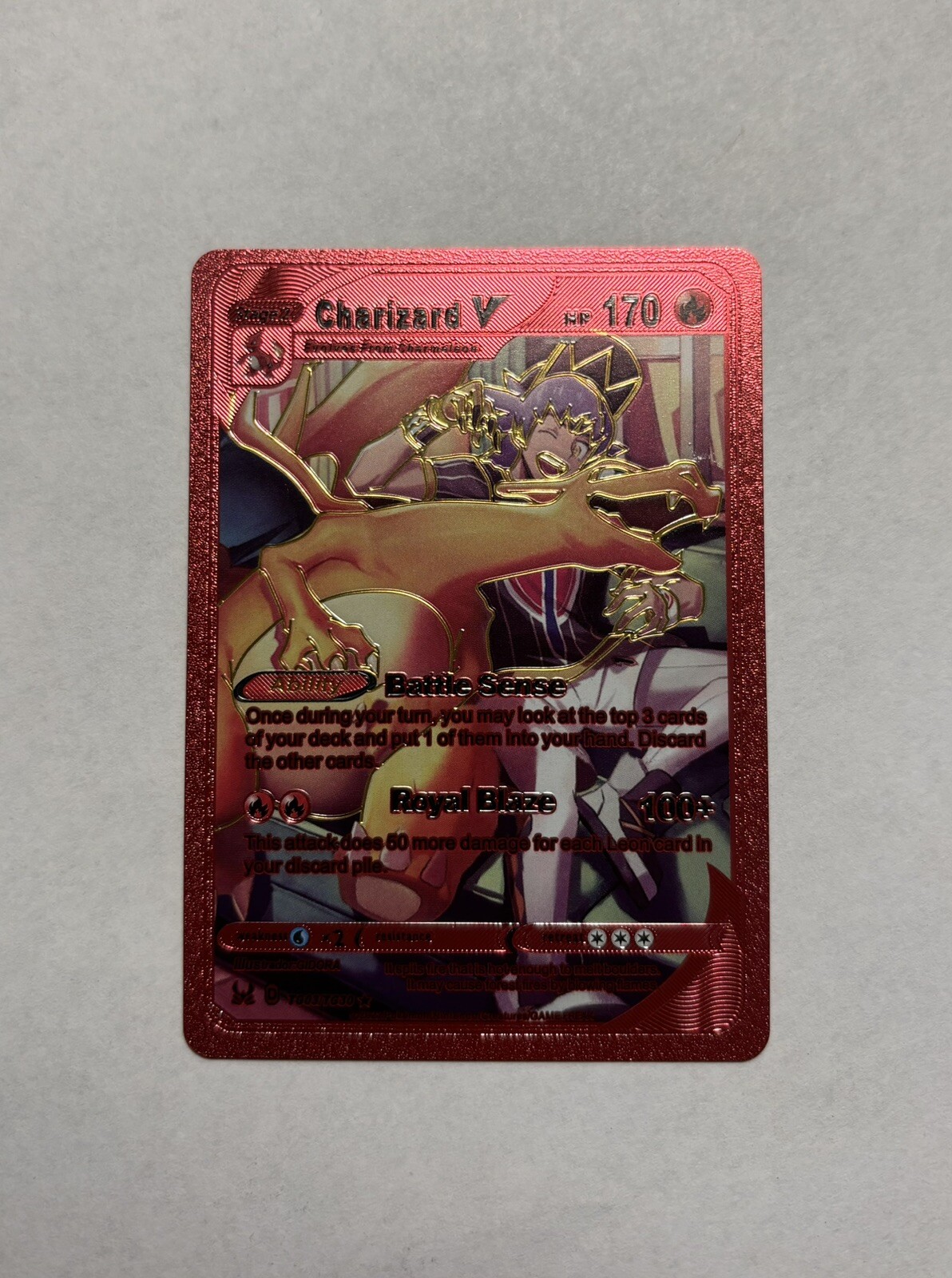 CHARIZARD V Red Foil Fan Art Display Card, HP 170 M/NM