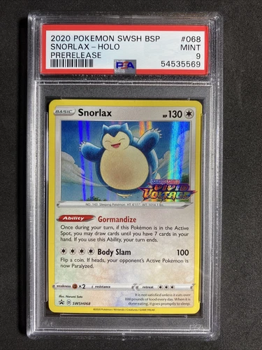 🔥 Pokemon PSA 9 Vivid Voltage Snorlax Prerelease Holo #068 Black Star Promo