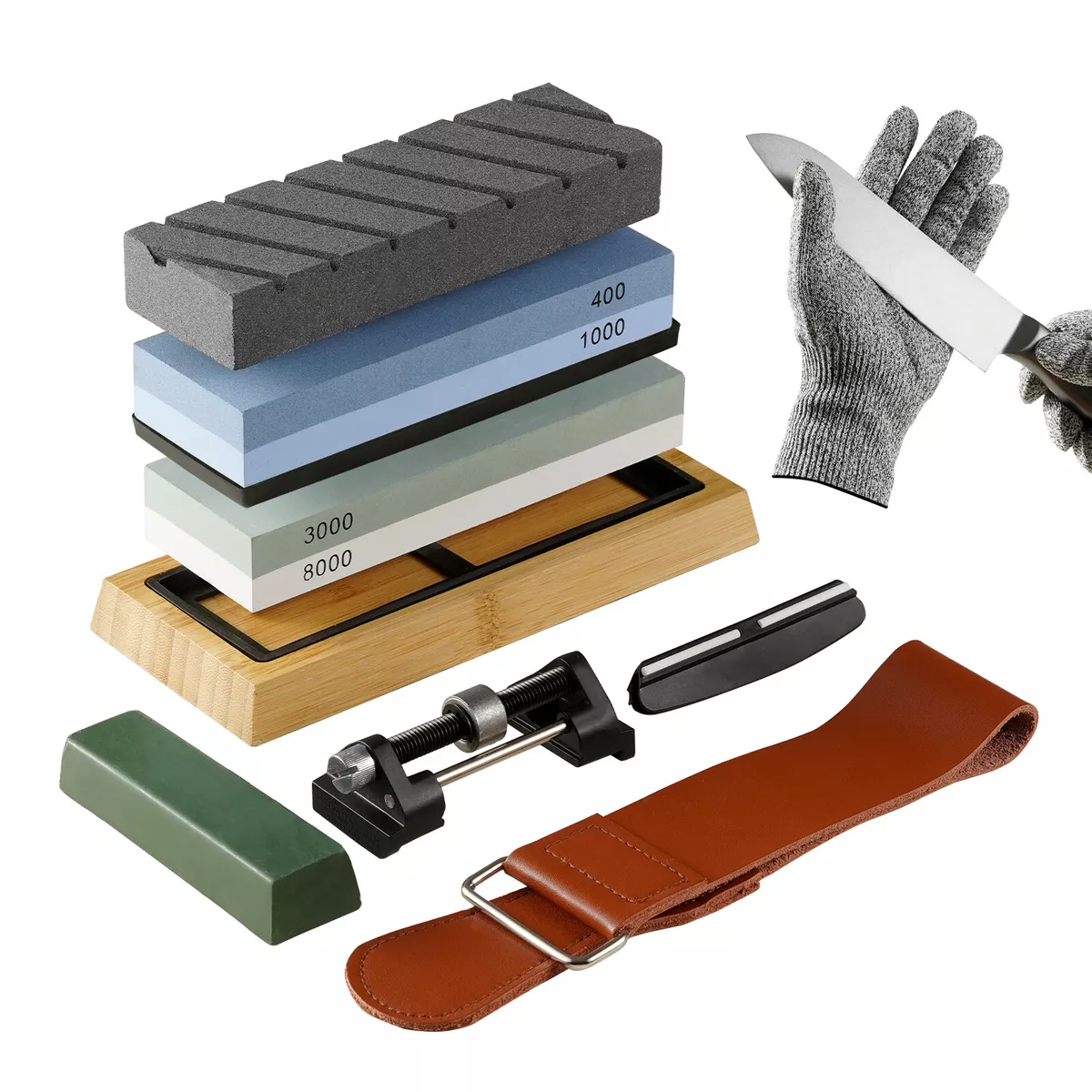 VEVOR Whetstone Knife Sharpening Kit 3PCS Knife Sharpening Stones 150 8000 Grit