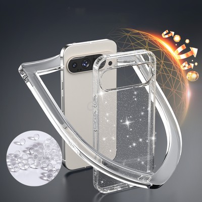 Glitter Transparent Case For Google Pixel 9 Pro XL/9/9 Pro Slim Shockproof Cover