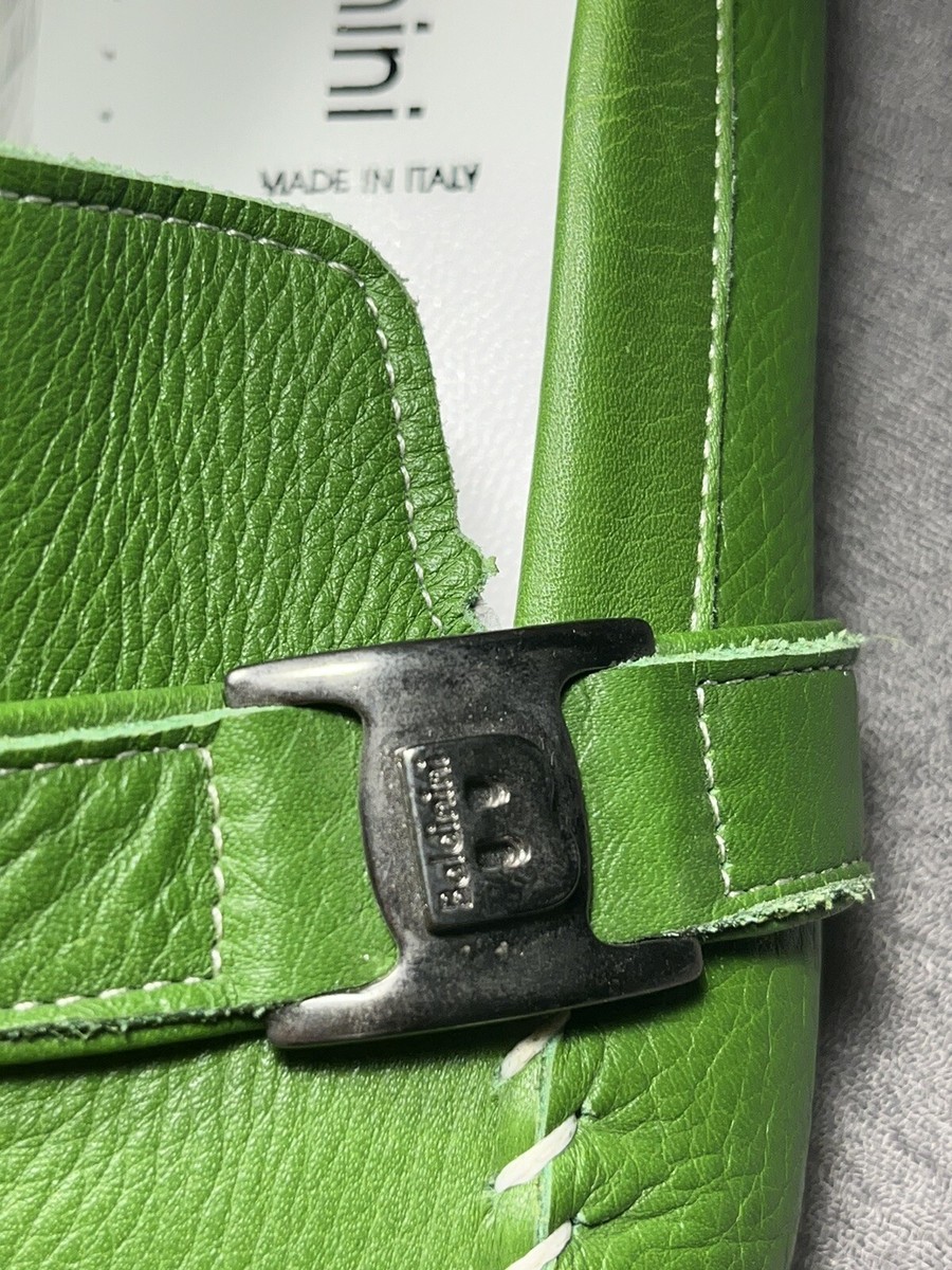 Baldinini Green Leather Loafer Driver Style Men