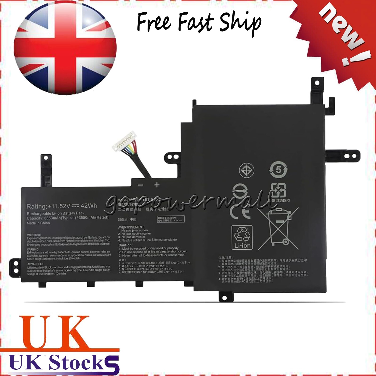 B31N1842 42Wh Battery For Asus VivoBook S15 S531FL S531FA K531FA S531FA-BQ028T
