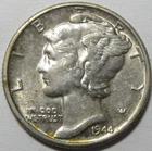 Uncirculated 1944-D Mercury Dime - #11212-4