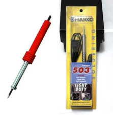 NEW Hakko 503F V12ED/P Red Soldering Iron 60W with ED Tip Flathead Stand