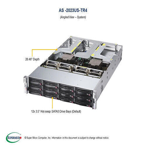 Supermicro AS-2023US-TR4 Server + 2x AMD EPYC 7702 CPU , 256GB / 512GB / 1TB RAM - Picture 4 of 9