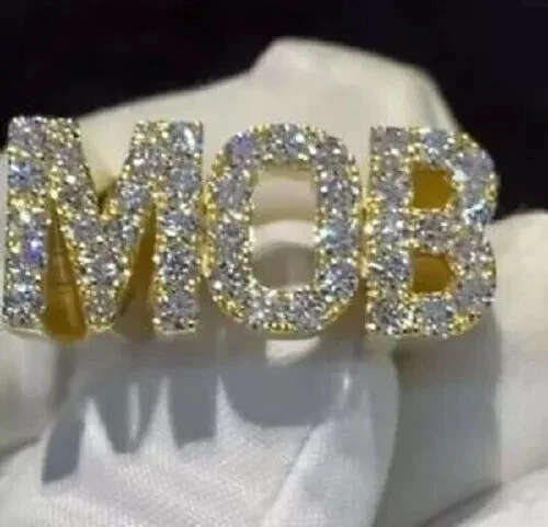 2.3CTW Round Cut DVVS1 Moissanite Mens Engagement Ring In 14k Yellow Gold Plated - Изображение 4 из 4