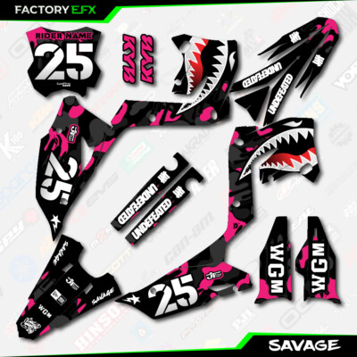 Restyle Black Pink Savage Racing Graphic Kit fits 03-08 Kawasaki Kx125 KX250
