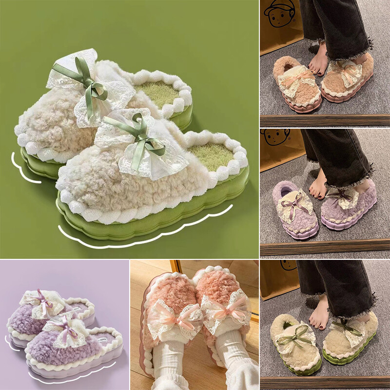 SAOLA Pantofole Invernali Fiocco Peluche Casa EVA Suola Antiscivolo Interno Pavimento Scarpe Donna