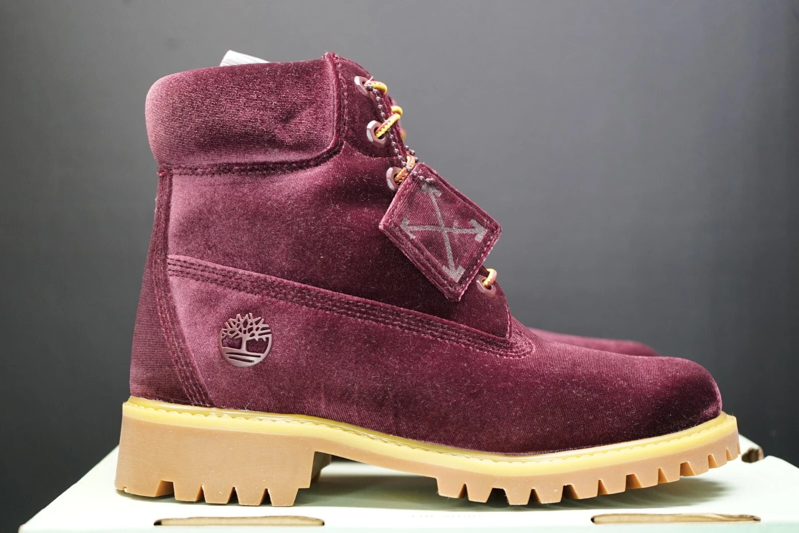 OFF WHITE X Timberland stivali premium da donna 6" TB0A1U82 vino velluto prezzo consigliato £ 690