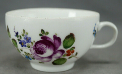 Rare 18th Century Zurich Swiss Hand Painted Pink Rose Floral Porcelain Tea Cup