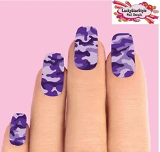 Waterslide Full Nail Decals Set of 10 - Purple Camo Camouflage