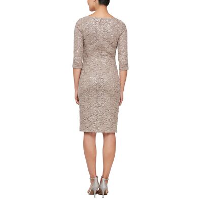 Formal Dress Marina Sequin Lace Bell Sleeve Short Dress Nina Leonard  Women's Floral Lace Cocktail Dress,