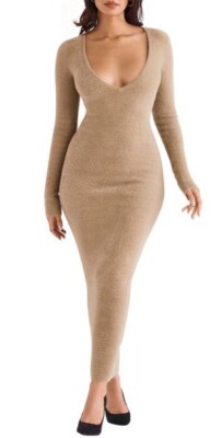 chinese dress ladies Fuzzy Long Lounge Dress