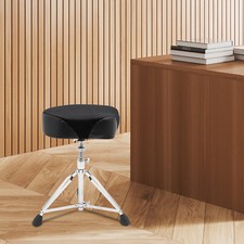 Drum Throne Thick Padded Seat Drummers Stool Guitar Chair w/ Height Adjust Black