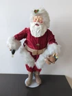 Vintage 1989 COCA COLA SANTA CLAUS Doll Plush 20" with Bunny And Stand