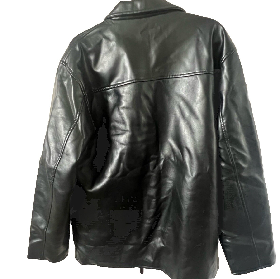 Men's Black Leather Jacket Reportage RCA XL Button-Up Size