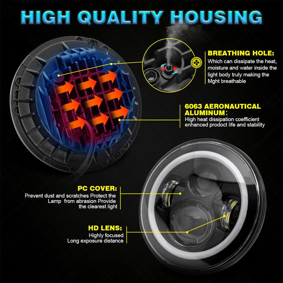Farol de LED 7 polegadas + luz de passagem para Kawasaki VN Vulcan 500 750 800 900 1700 - Imagem 4 de 4