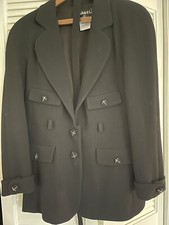 CHANEL BLACK WOOL JACKET SZ 48. 