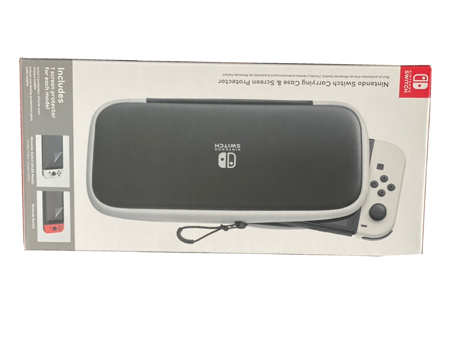 Nintendo Switch Travel Case with Screen Protector in Black and White  -image