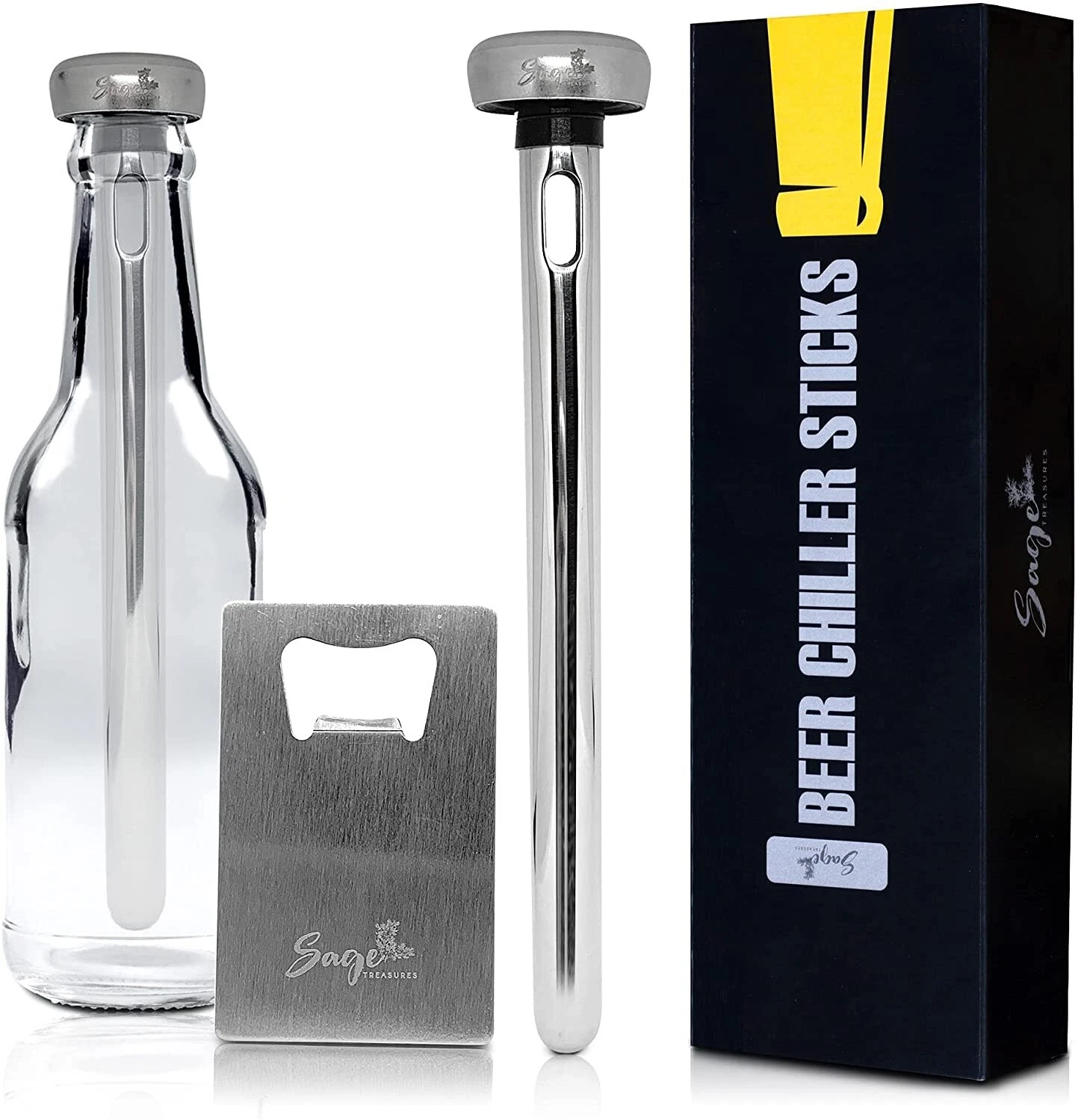 Set of 2 Beer Chiller Stick Stainless Steel Chill Ice Drinks Keep Cold Gift Kit
