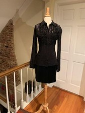 Vtg Moschino Cheap & Chic Black Velvet Above Knee Mini Pencil Skirt Size 46