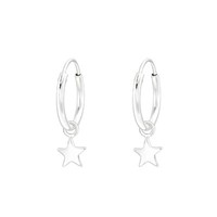 1 Paar Creolen Ohrringe 925 Sterling Silber Mit HäNgendem Stern