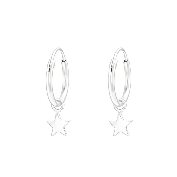 1 Paar Creolen Ohrringe 925 Sterling Silber Mit HäNgendem Stern-image