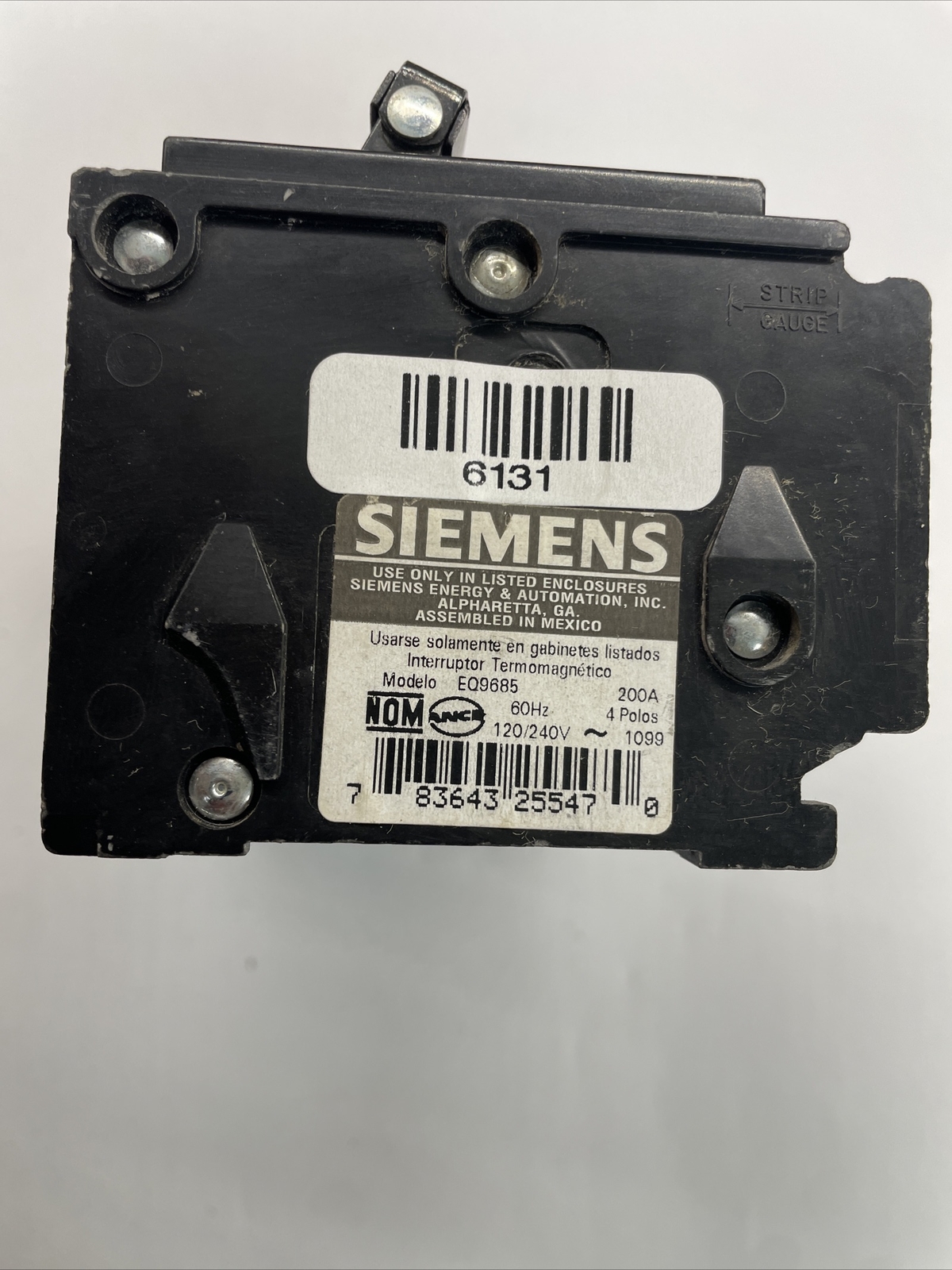 SIEMENS EQ9685 4 Pole 200 AMP Type EQ EQP Main Circuit Breaker 200A
