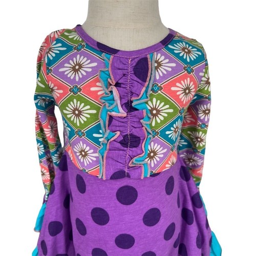 NWT Flit & Flitter Girl's 2T Multicolor Long Sleeve Dress Floral Polka Dot - AC - Picture 6 of 10