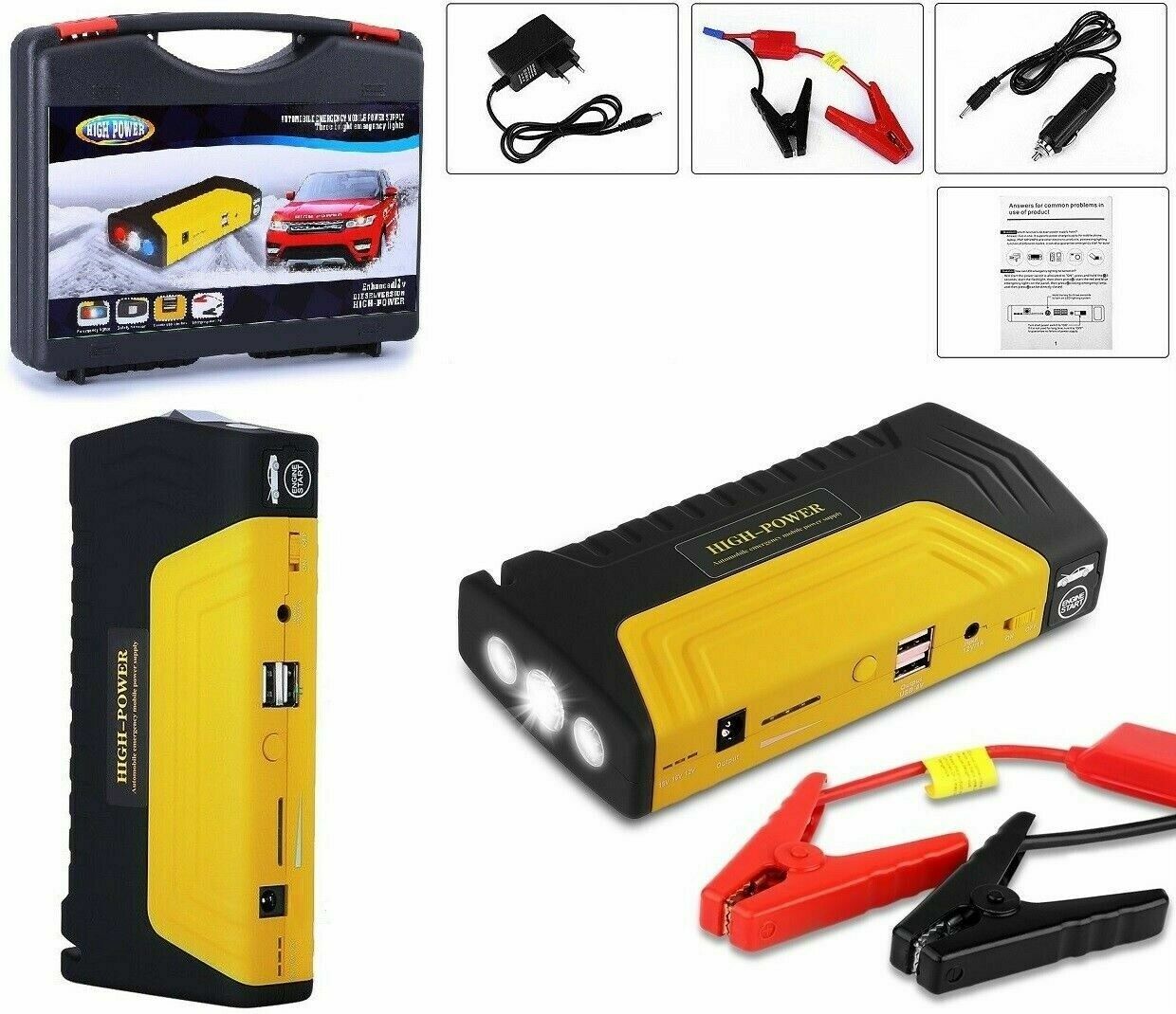 Booster Starter Avviatore batteria auto,moto,emergenza,power bank portatile 12V - Immagine 1