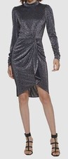Calvin Klein Womens Black Metallic Ruffled Dress Size 6