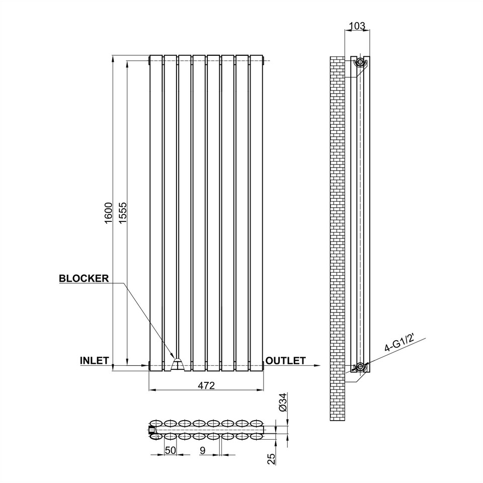 HORIZONTAL VERTICAL FLAT PANEL OVAL COLUMN DESIGNER RADIATOR CENTRAL ...