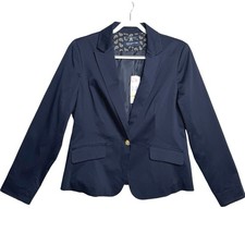 Jones New York Signature Navy Stretch Blazer Womens Size 14 Gold Button Detail N